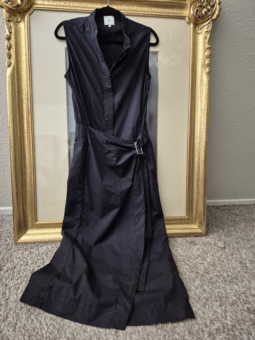 💕G. Label By GOOP Sleeveless Black Maxi Wrap Dress with Buckle💕